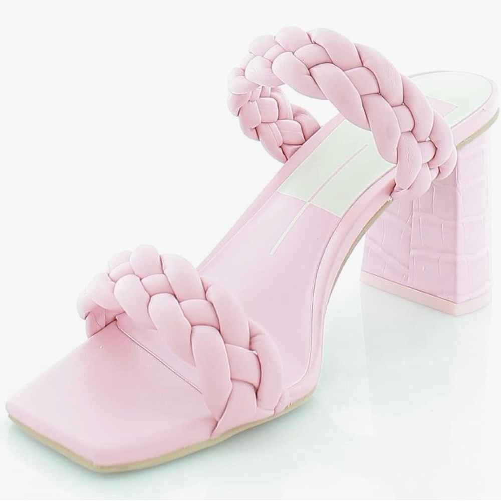 Dolce Vita Pink Braided Double-Strap Block Heel Sandal
